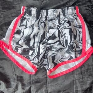 Nike Girls Black and White Marble Shorts with Pink Trim